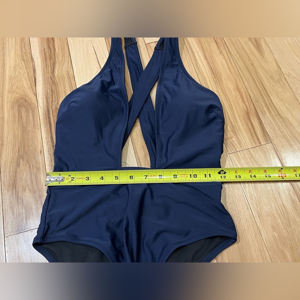 Cupshe Navy Cross-Front One Piece Swimsuit - Picture 7 of 8
